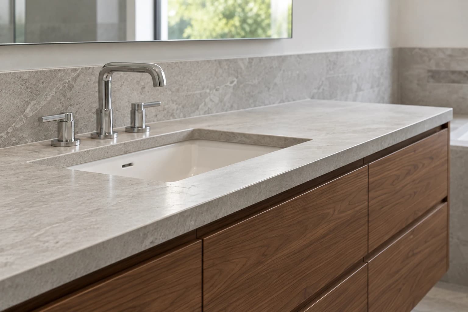 Bathroom concept detail showing carefully coordinated natural materials